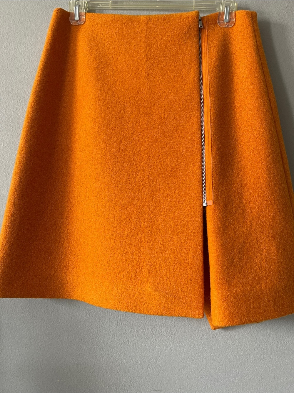 New COS Bright Orange Wool Skirt with Side Zip